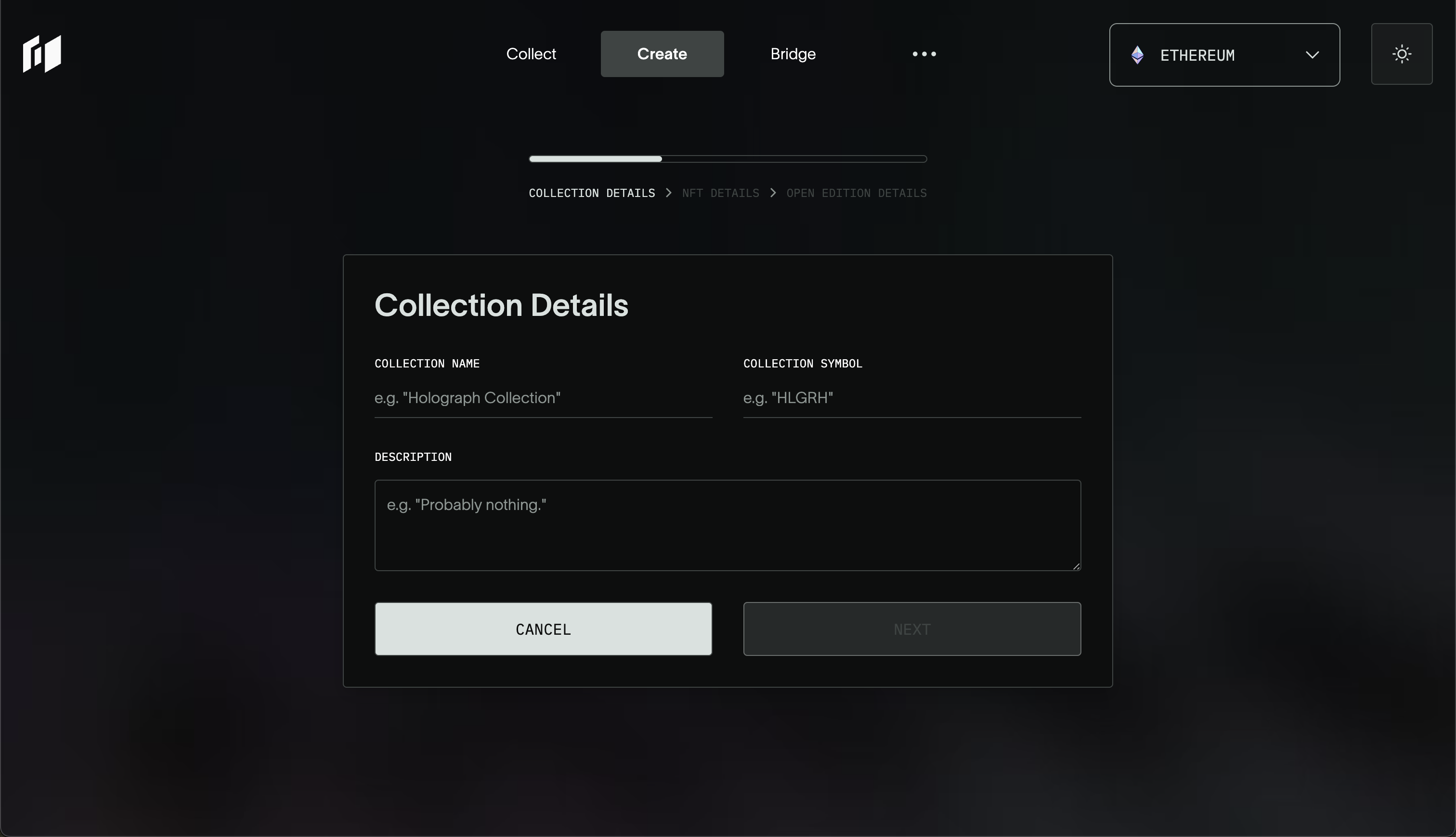 Holograph App - Open Edition Collection Details